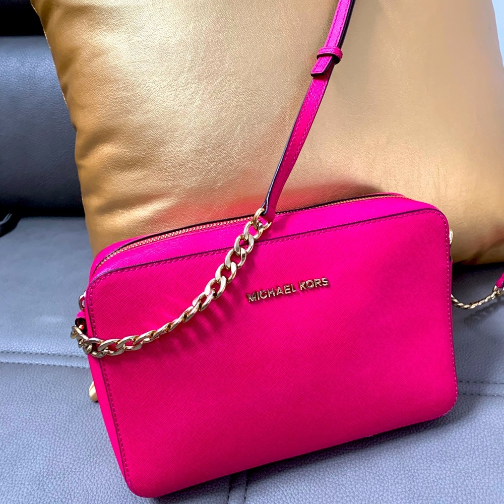 MICHAEL MICHAEL KORS Jet Set Large Saffiano Leather Crossbody Bag
